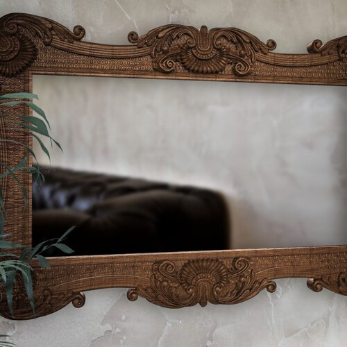 Ornate Wall Mount Mirror Mid Century Modern Mirror for Wall Etsy