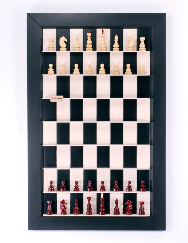 Handcarved Wall Mounted Chess Vertical Wooden Chess Set Wood Etsy