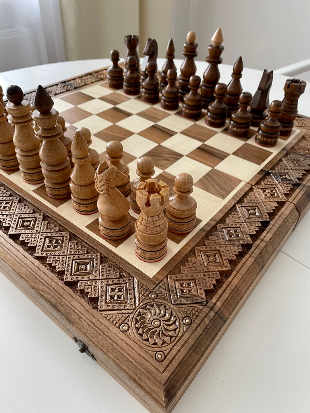 19 Wood Chess and Checkers Set - Walnut – Chess House