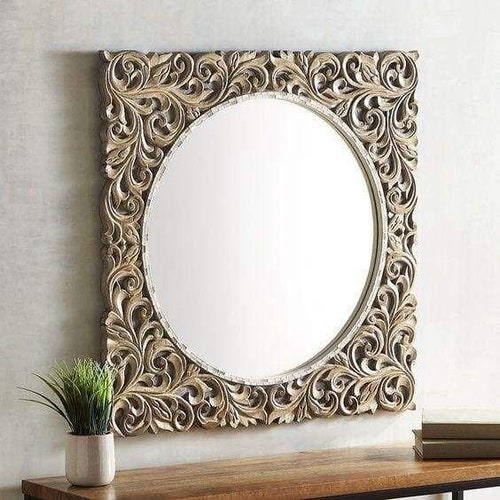 Exclusive Carved Mirror Mid Century Modern Mirror for Wall Etsy