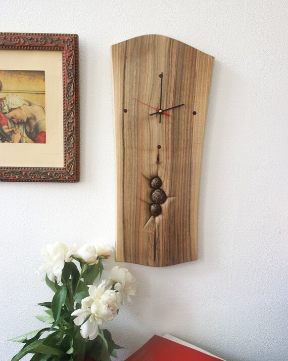 Statement Solid Wood Wall Rectangle Clock Unique Wooden Wall Etsy