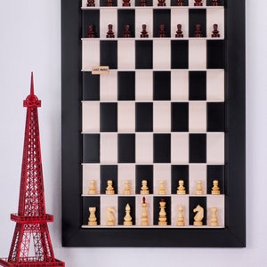 Vertical Wooden Chess Set Wood Handmade Modern Chess Board 