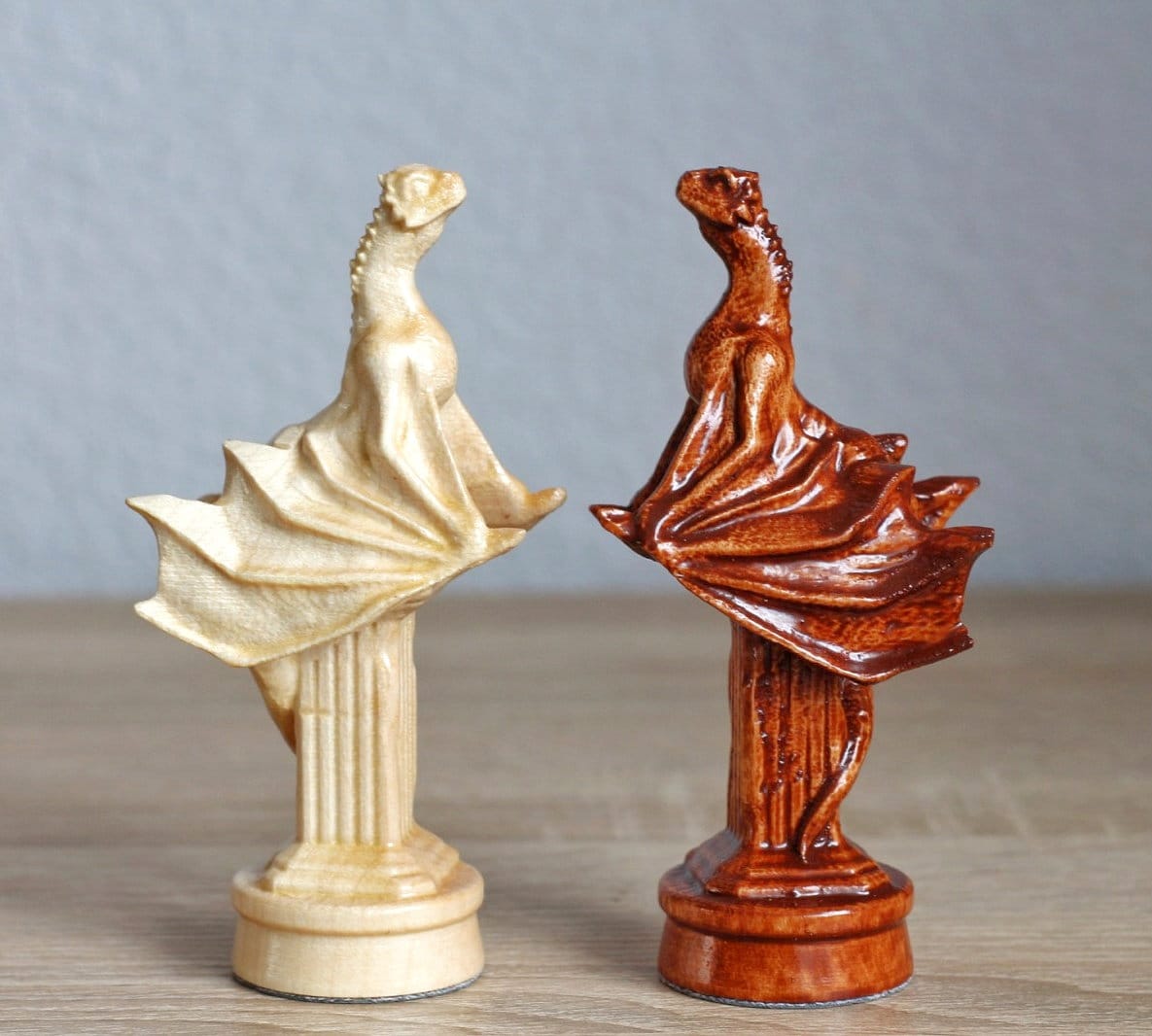 Wood Carving Chess Pieces With Box Weighted Chess Set Etsy