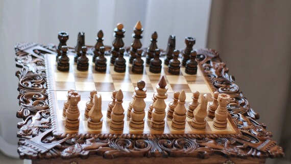vaak troon draadloos Excusieve verzwaarde schaakstukken gesneden schaakstukken - Etsy België