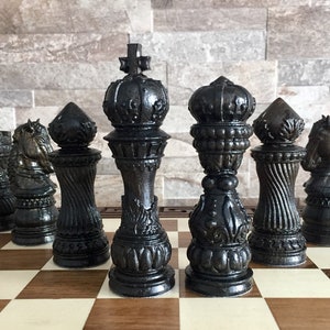 Medieval Fairy Fantasy Chess Board Game Set 3D Woodland Platform Resin  Pewter