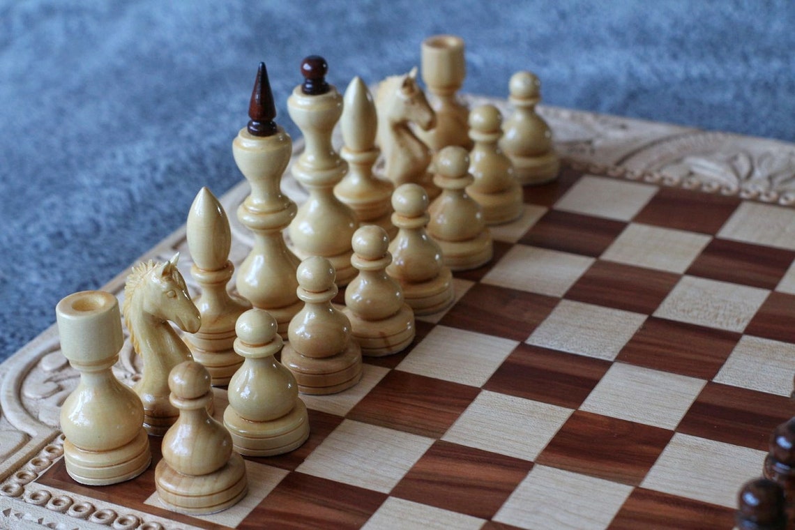 Original Chess Set Wood Carving Chess Pieces Handmade Wooden Etsy