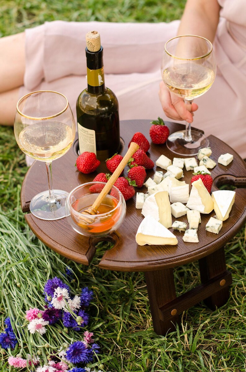 Outdoor Wine Table Wooden Wine Rack Portable Wine Bottle Etsy