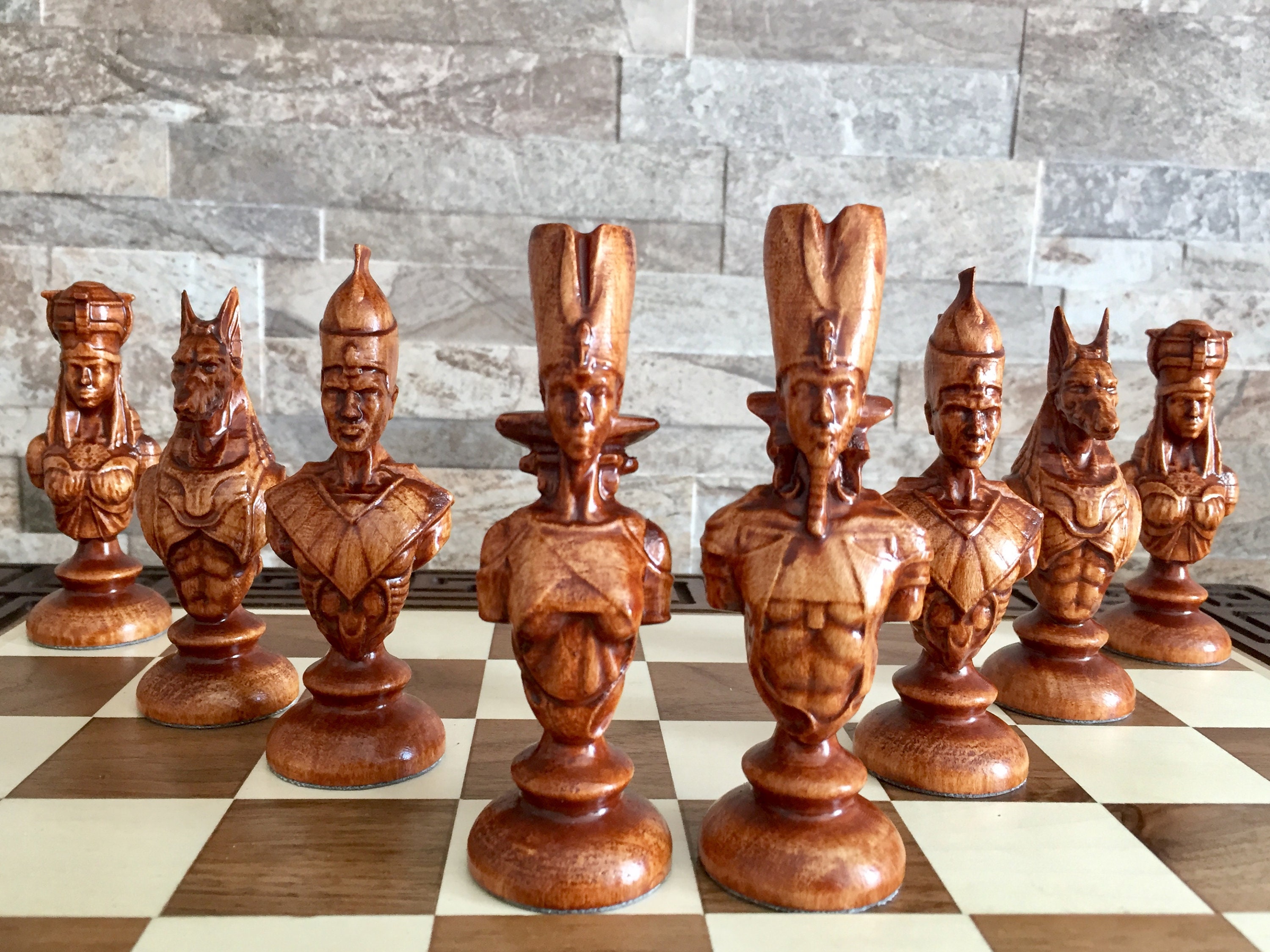 Artistic English Series Hand Carved Vintage Chess Pieces Only