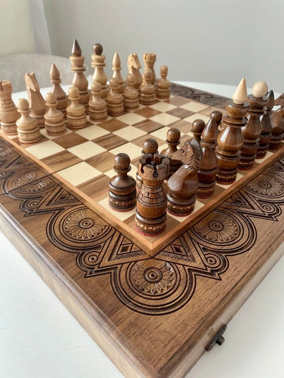 Vernauwd pols Smeltend Groot schaakspel hout houten schaakbord set gesneden - Etsy Nederland