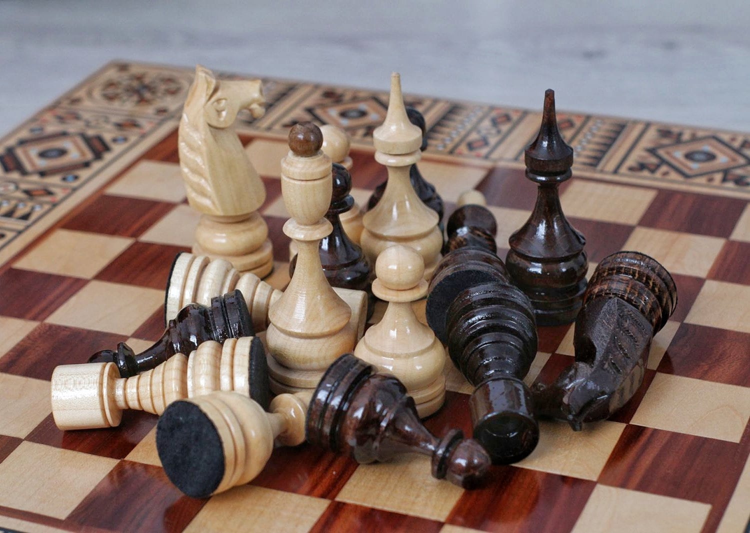 Wood carving chess pieces with box Weighted Staunton chess Etsy