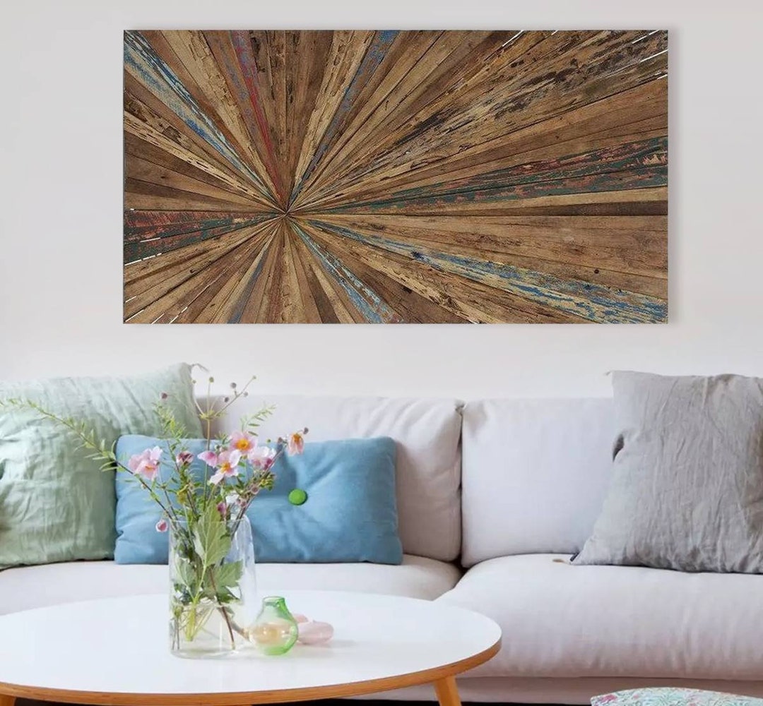 Rustic Wood Wall Hanging, Minimalist Geometric Wood Wall Art Reclaimed