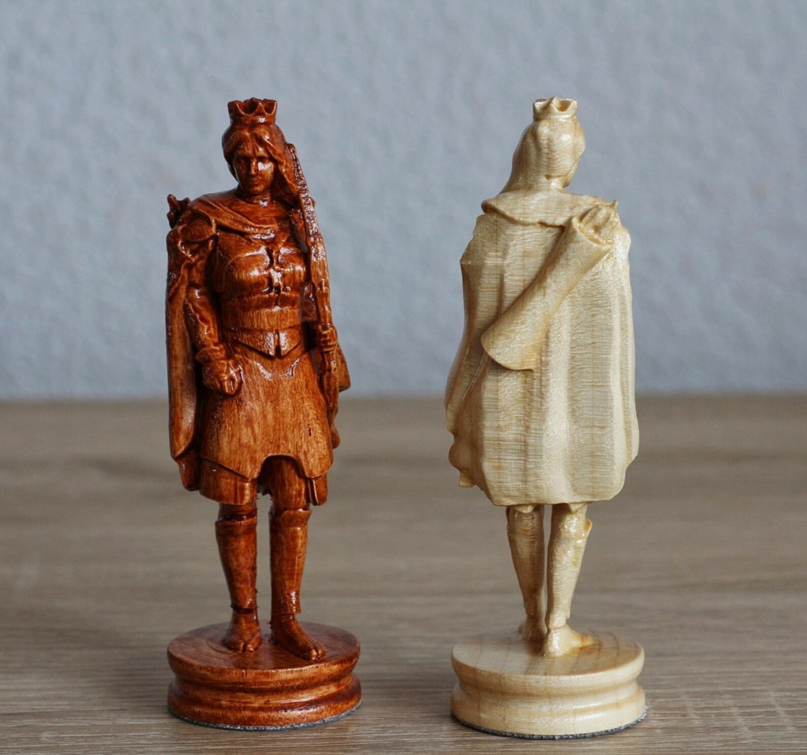 Large Wood Carving Chess Pieces With Box Luxury Wooden Chess Etsy