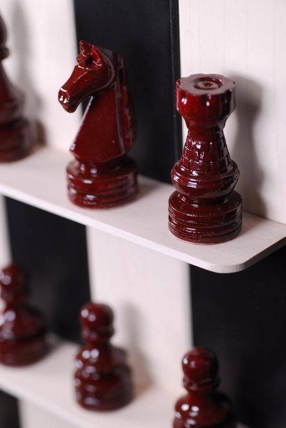 Vertical Wooden Chess Set Wood Handmade Modern Chess Board 