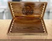 Engraved chess board with storage Personalized walnut chess board Large wood chess set 3 in 1 Wooden chess board set Luxury chessboards
