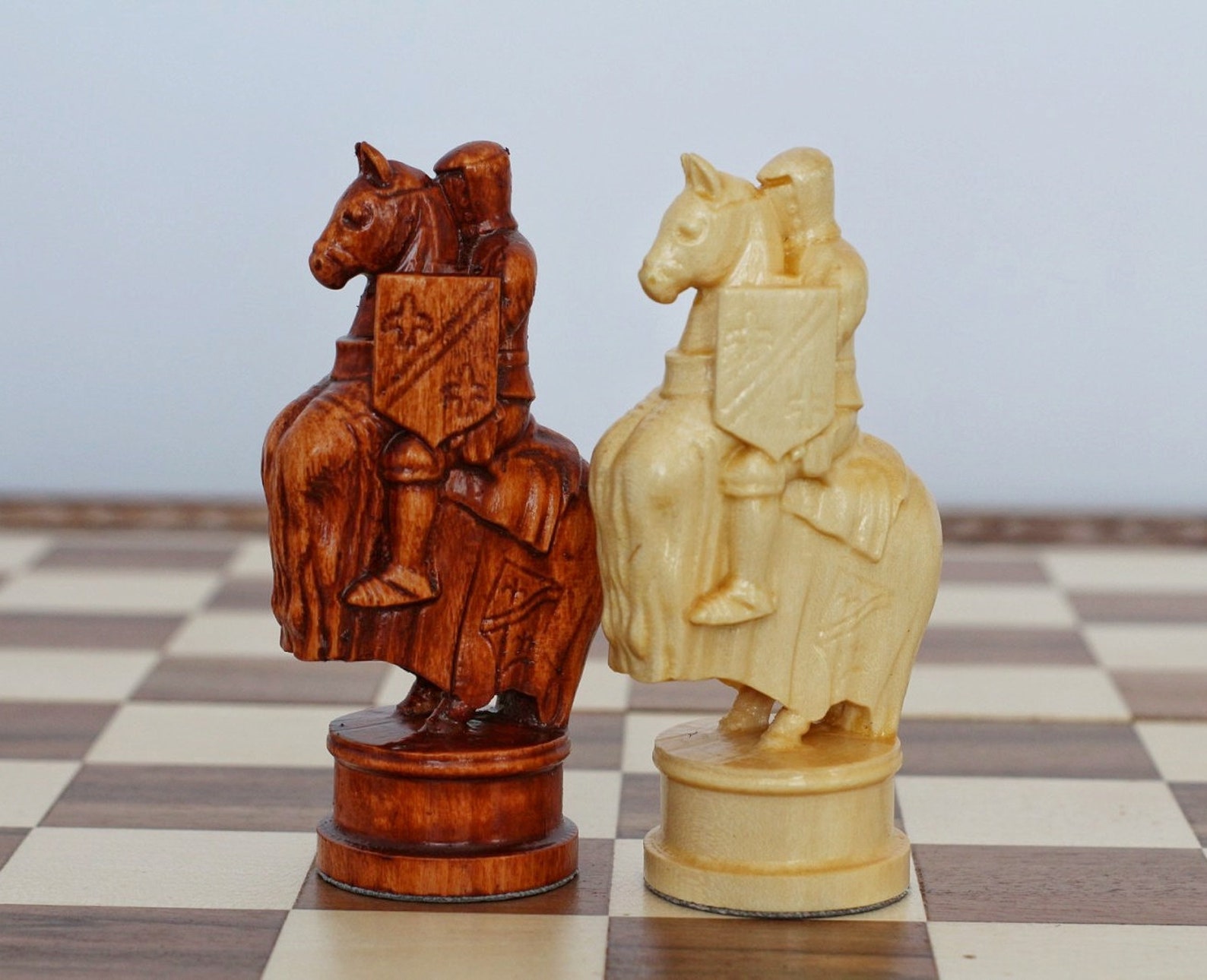 Wood Carving Chess Pieces With Box Luxury Wooden Chess Pieces Etsy