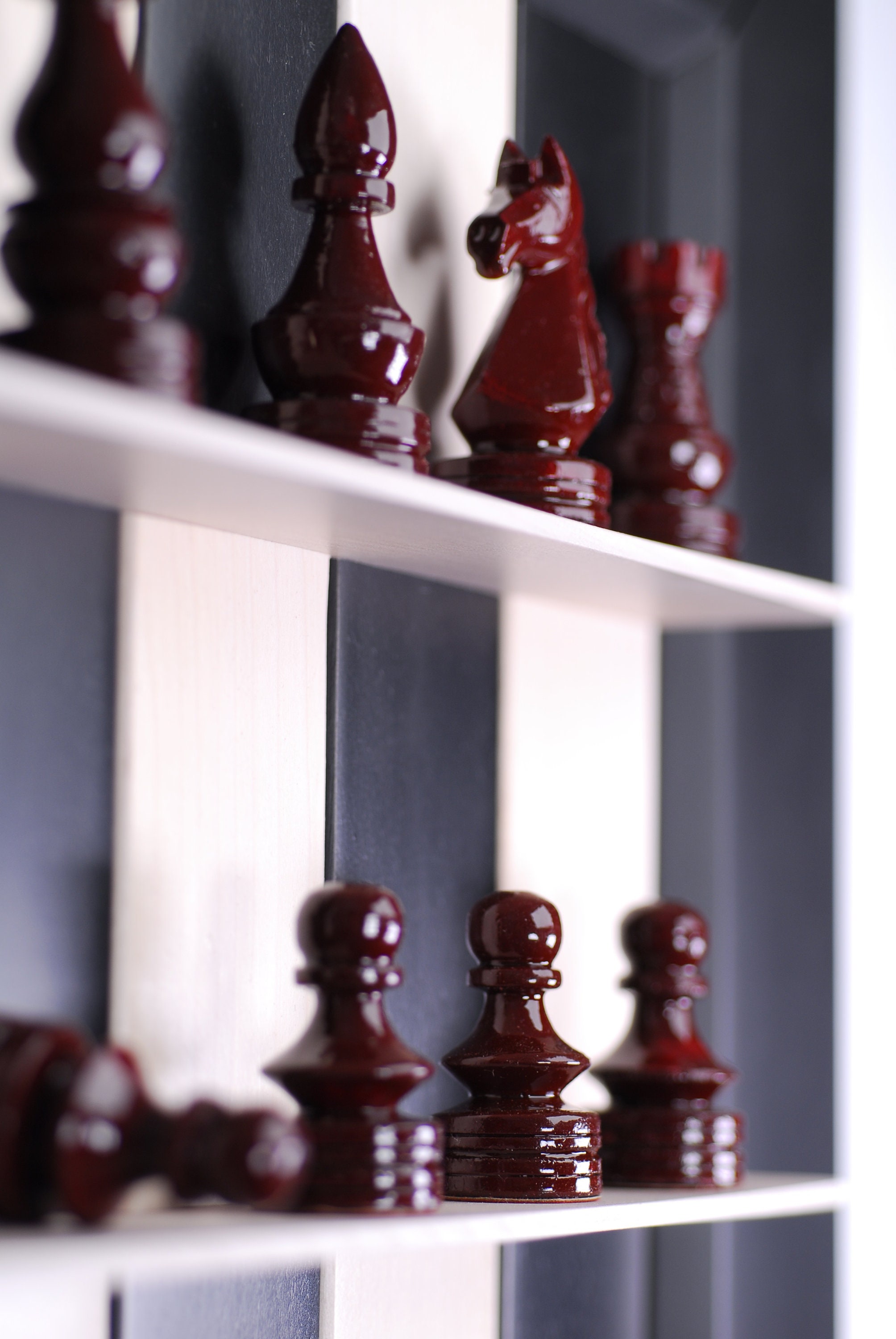 Vertical wooden chess set Handmade modern chess board Wall Etsy