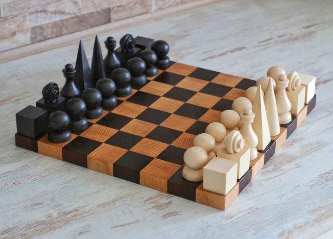 Bauhaus Chess Pieces Handmade Wooden Chess Pieces Set Chess 