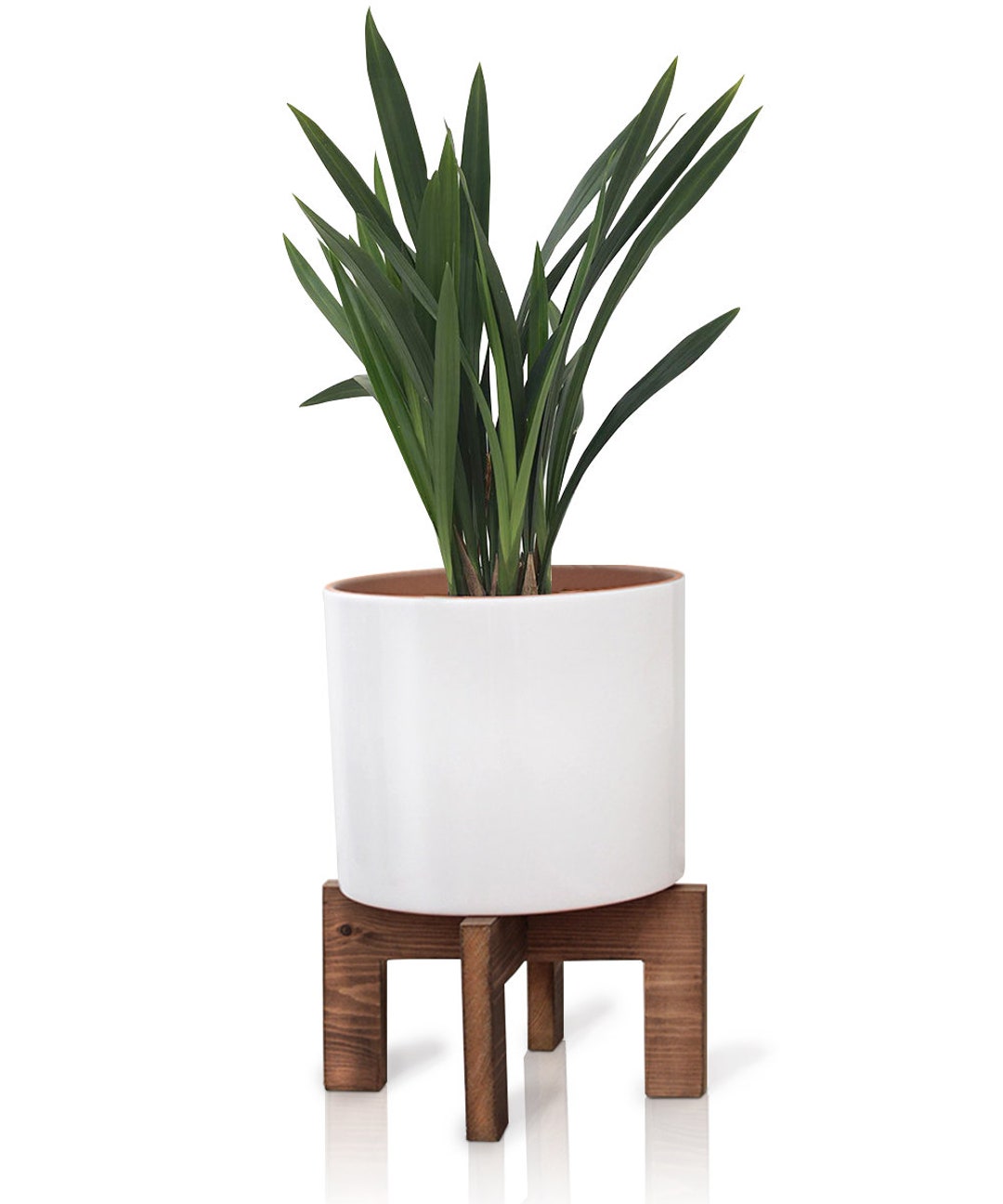 Wooden Handmade Footed Planter, Tall Solid Wood Modern Adjustable Plant