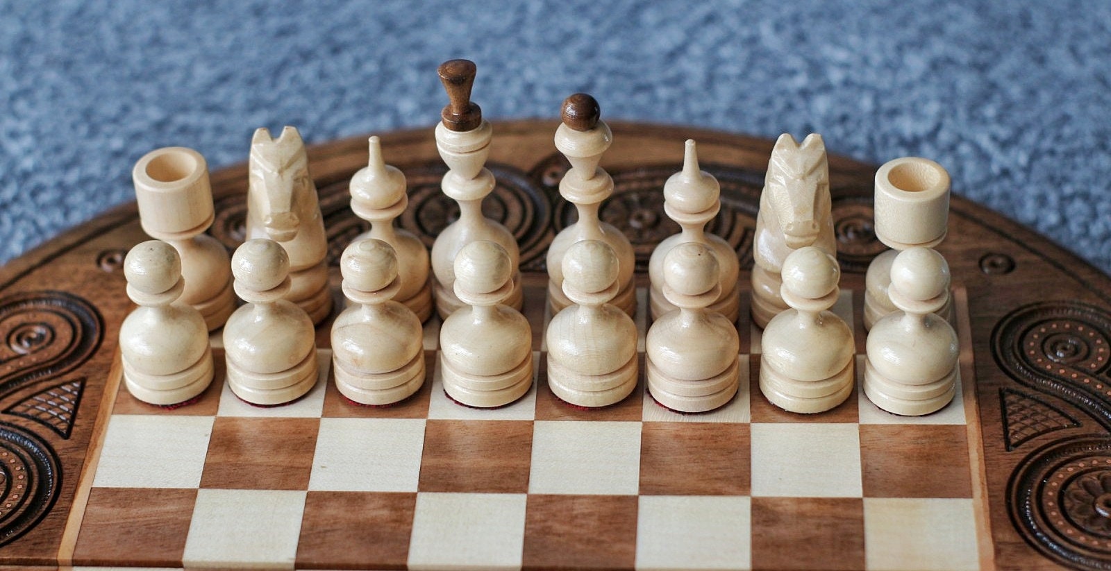 Round Chess Table Wooden Chess Set With Storage Handmade - Etsy