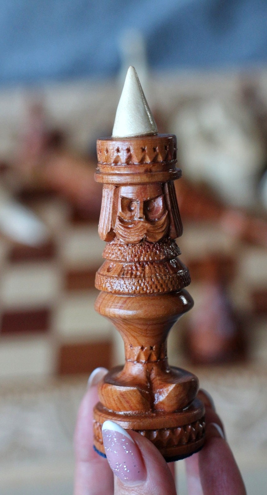 Hand Carved Chess Sets Wood Carving Chess Pieces With Box Etsy Canada
