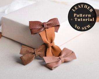 Leather Hair Bow Pattern, PDF Baby bow pattern, No Sew DIY hair bow, Baby Hair bow pattern, baby headband pattern