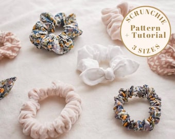 Scrunchie PDF pattern, hair scrunchie sewing pattern, hair tie scrunchie pattern, kid scrunchie PDF pattern, bow scrunchie pattern