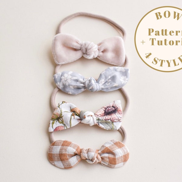 Knot Hair Bow Pattern, 4 Styles PDF Baby bow pattern, DIY hair bow, Baby Hair bow pattern, baby headband pattern