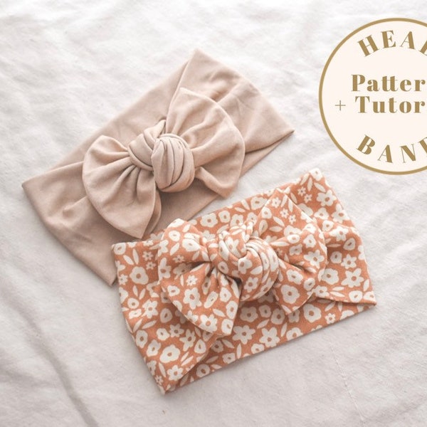 Stretch headband PDF pattern, baby bow headband sewing pattern, baby headband pattern, stretchy headband PDF pattern, baby headwrap pattern