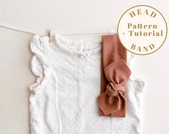 Knot headband PDF pattern, 6 Sizes baby bow headband sewing pattern, headband pattern, stretch headband PDF pattern, baby headwrap pattern