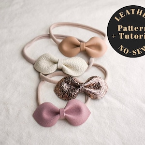 Leather Hair Bow Pattern, PDF Baby bow pattern, No Sew DIY hair bow, Baby Hair bow pattern, baby headband pattern, Chloe Leather