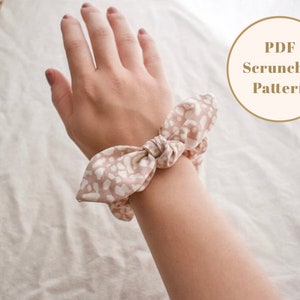 Scrunchie PDF pattern, hair scrunchie sewing pattern, hair tie scrunchie pattern, kid scrunchie PDF pattern, bow scrunchie pattern image 6