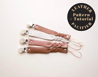 Gevlochten leer Fopspeen Clip Patroon, PDF Paci Clip patroon, NB fopspeen clip Patroon, DIY baby fopspeen clip, Fopspeen clip tutorial