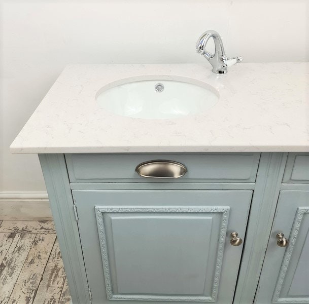 Unidad de tocador de baño Azul pálido Tapa de mármol | Etsy