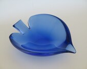 Midcentury Navy Blue Murano Glass Angel Fish-Shaped Bowl