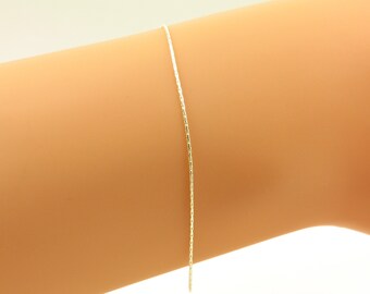 Thin Silver Bracelet, Snake Beading Chain Bracelet Sterling Silver or 14k Gold Fill, Adjustable