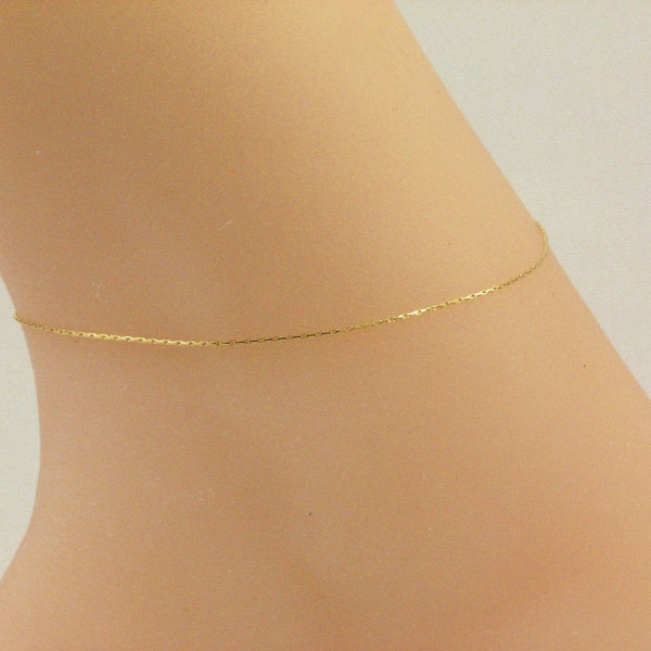 Thin Gold Anklet, Dainty Anklet Chain, Thin Anklet, Minimal Anklet, Sterling Silver or 14k Gold Fill, Adjustable