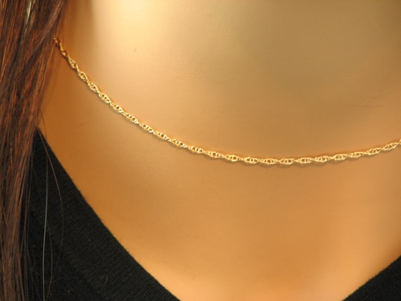 14k Gold Filled Gold Thin Rope Chain 14K Yellow Gold Filled Solid
