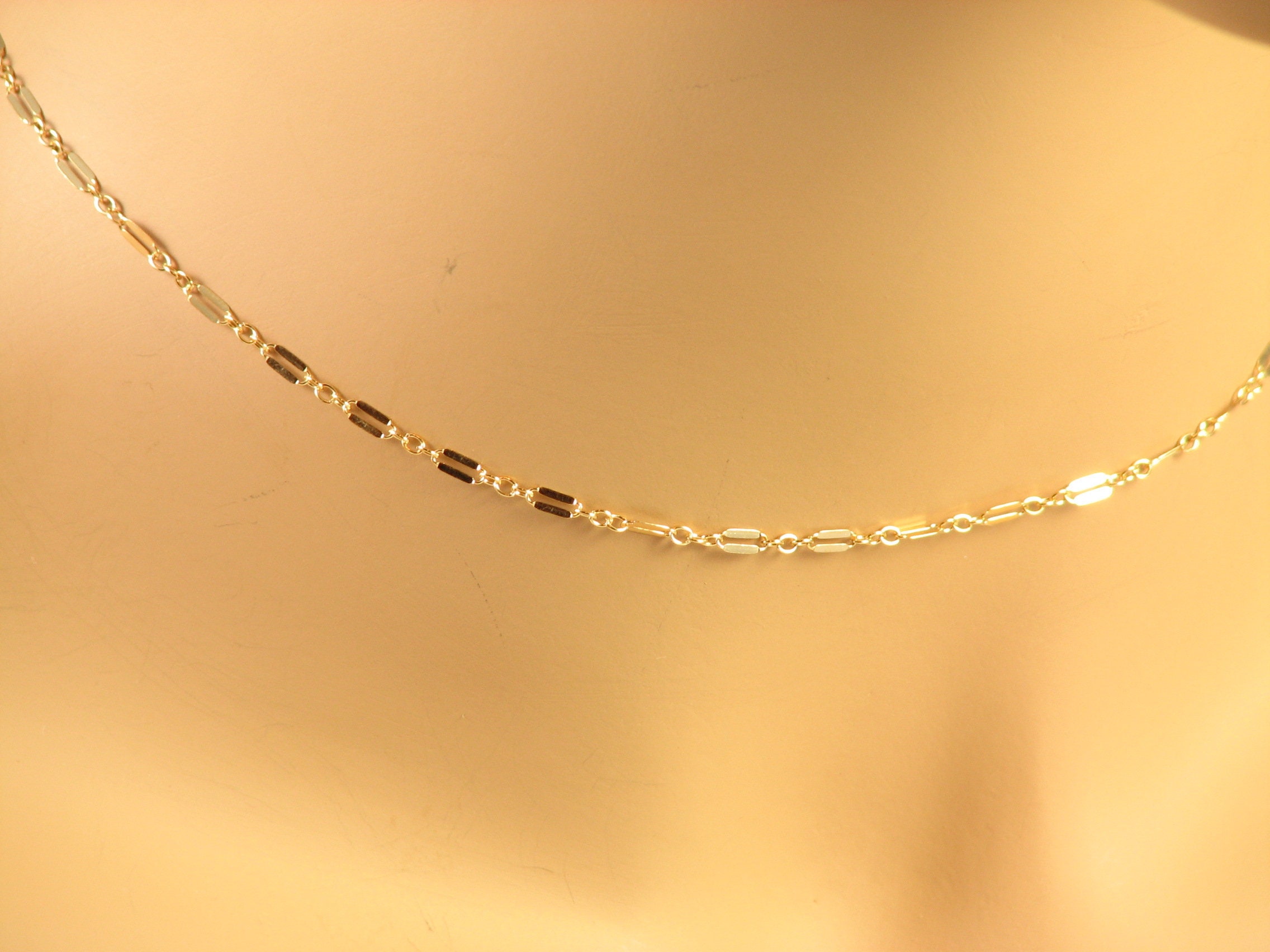 Gold LACE Chain Necklace Thin Gold Necklace Any Length 14k Etsy