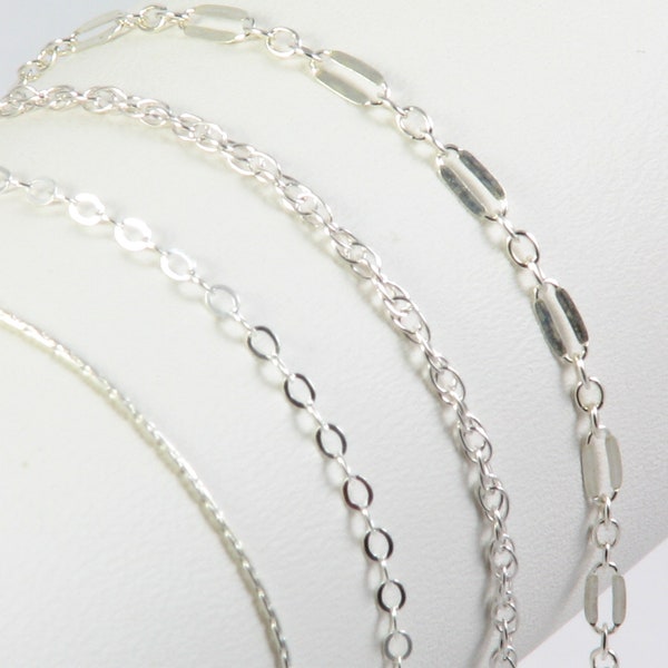 Thin Silver Bracelet, Plain Sterling Silver Bracelets, Adjustable, Cable, Snake, Rope, Lace