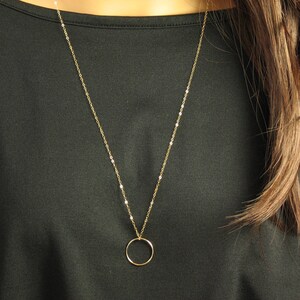 Long Gold Chain Necklace Gold Circle 