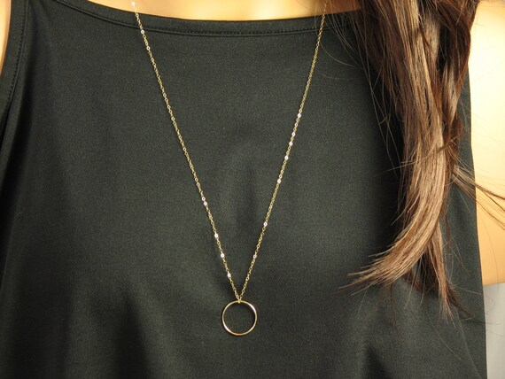 Long Gold Chain Necklace Gold Circle 