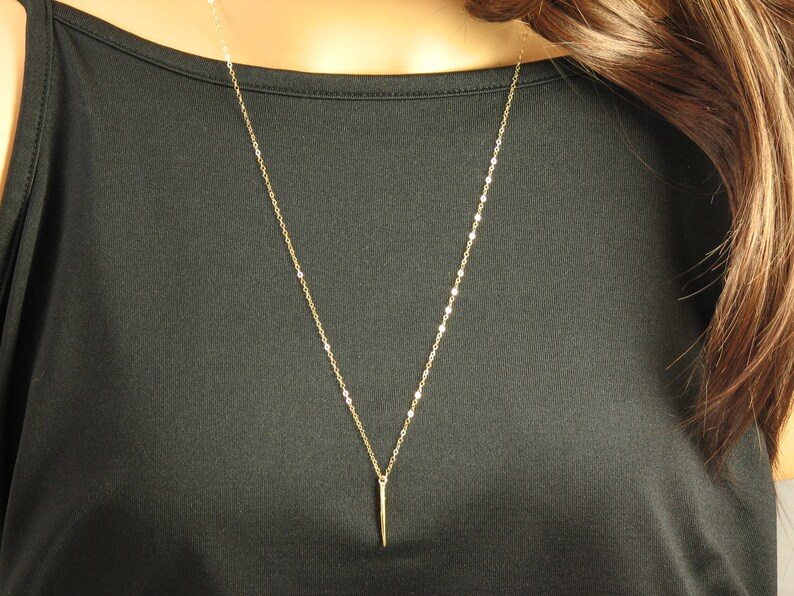 Spike Necklace Wrap Necklace Needle Necklace Up to 38 in Sterling Silver or 14k Gold Fill Long Chain Necklace