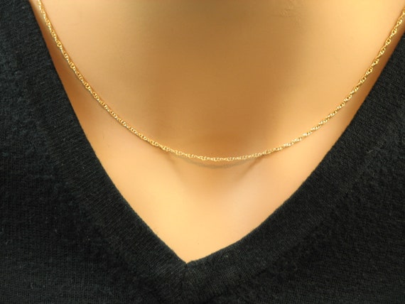 Thin ROPE Chain Necklace, Any Length, 14k Gold Fill or Sterling