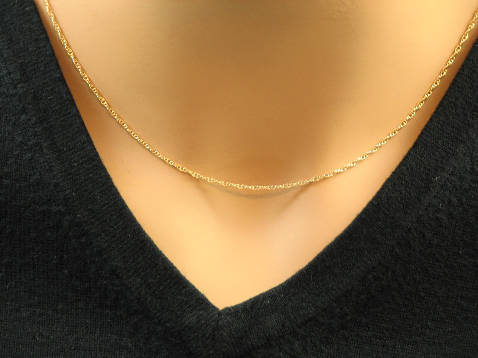 Thin gold filled rope chain necklace