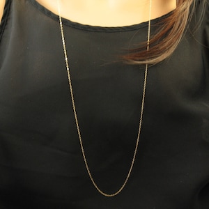 Long Gold Necklace, Long Thin Chain up to 40" in Sterling Silver or 14k Gold Fill