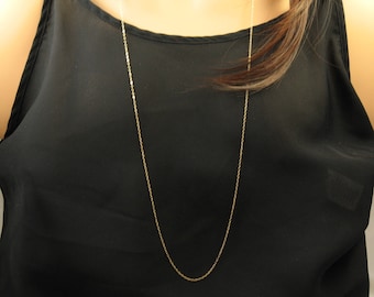 Long Gold Necklace, Long Thin Chain up to 40" in Sterling Silver or 14k Gold Fill