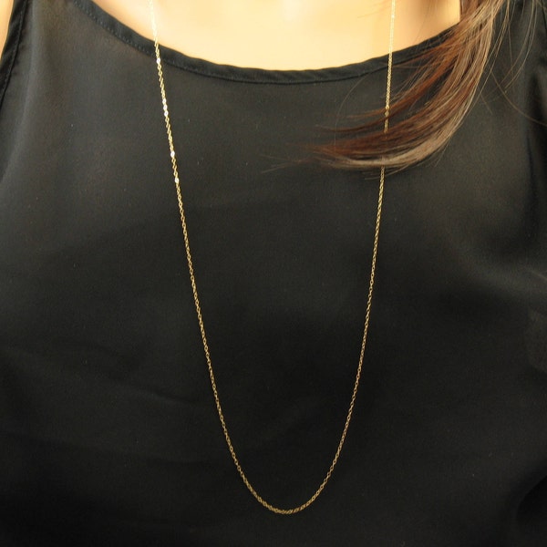 Long Gold Necklace, Long Thin Chain up to 40" in Sterling Silver or 14k Gold Fill