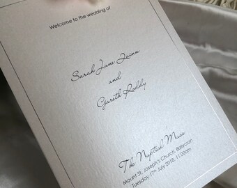 Order Of Service / Mass Book Covers Personalised Size A4 Folded to A5 High Quality Card / DIY Wedding Invitations