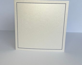 Quartz lined folded card for DIY wedding invitations high quality ivory shimmer cover with Navy foil boarder -Ideal for DIY invites