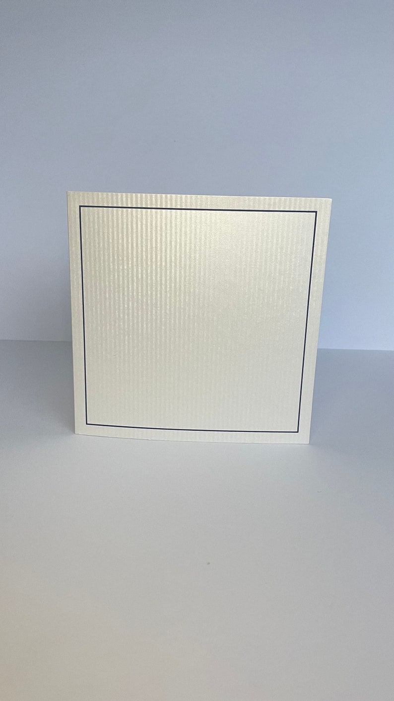 Quartz lined folded card for DIY wedding invitations high quality ivory shimmer cover with Navy foil boarder Ideal for DIY invites image 1